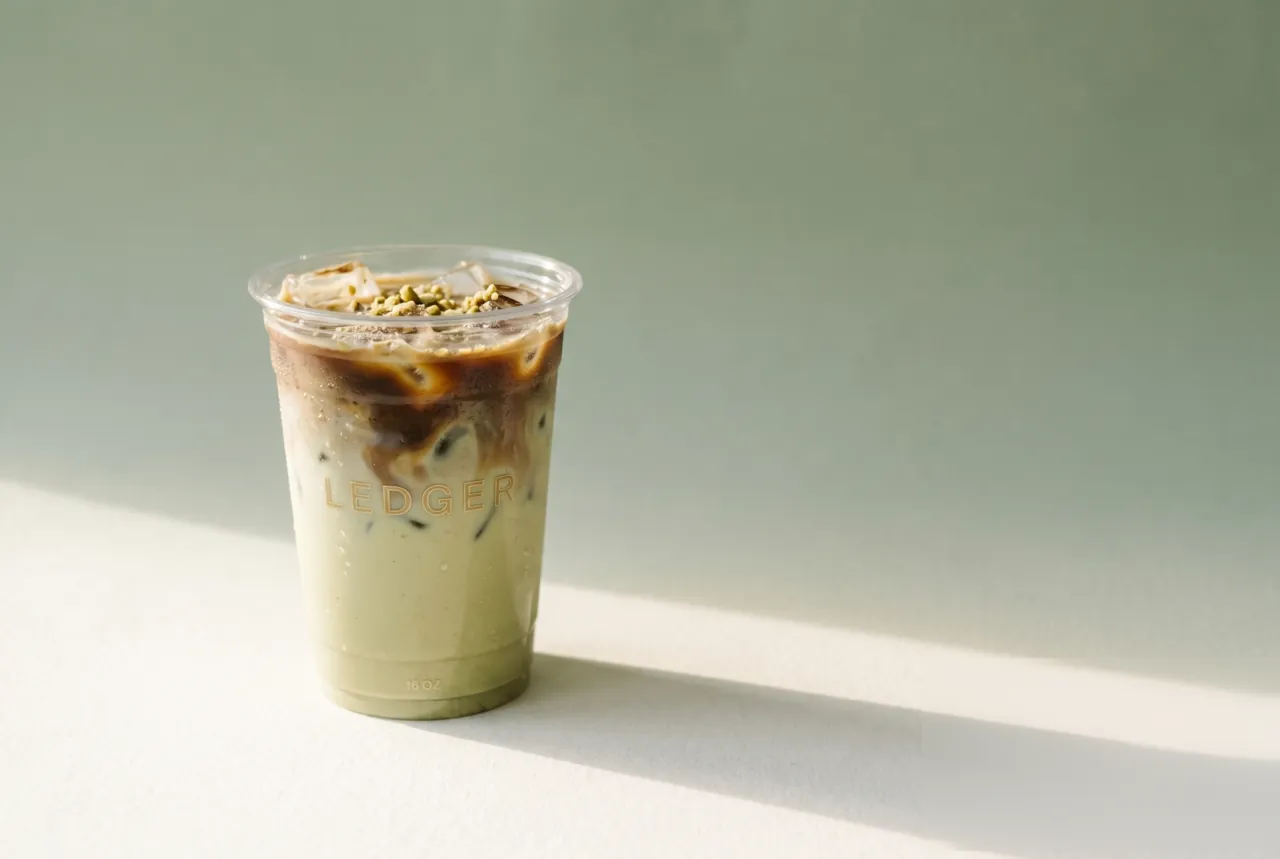 Iced pistachio latte
